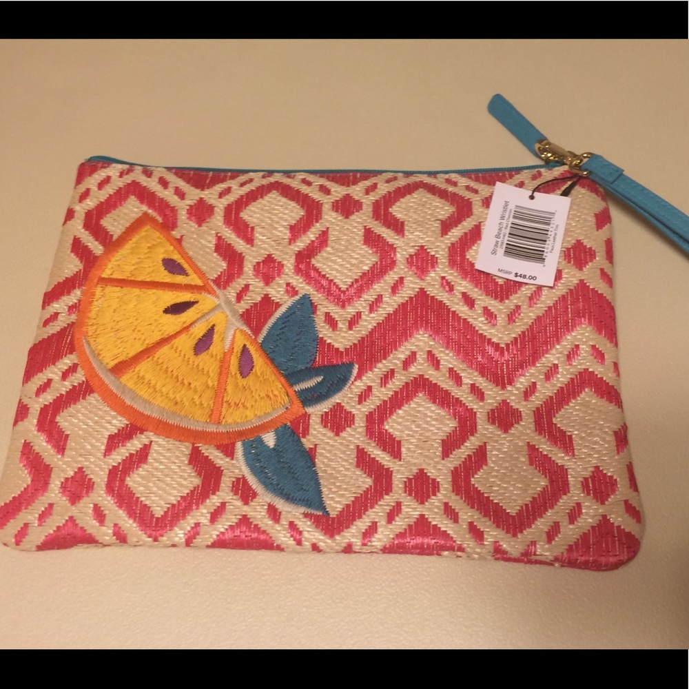 NWT Vera Bradley straw beach wristlet